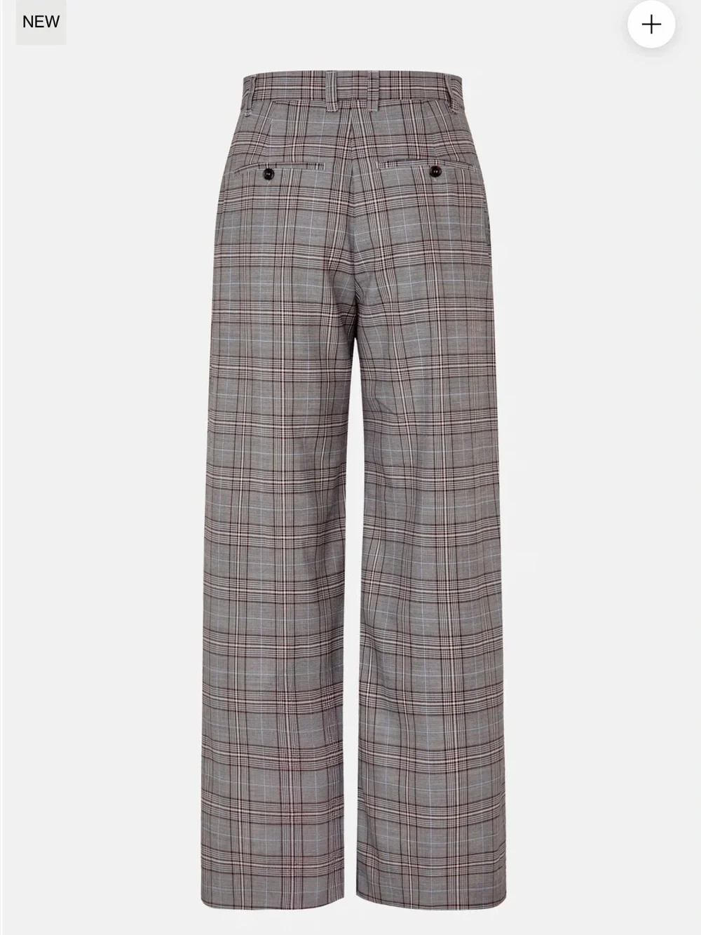 Baum und pferdgarten High-Rise Wide-Leg Plaid smart casual Trousers in Gray NWT